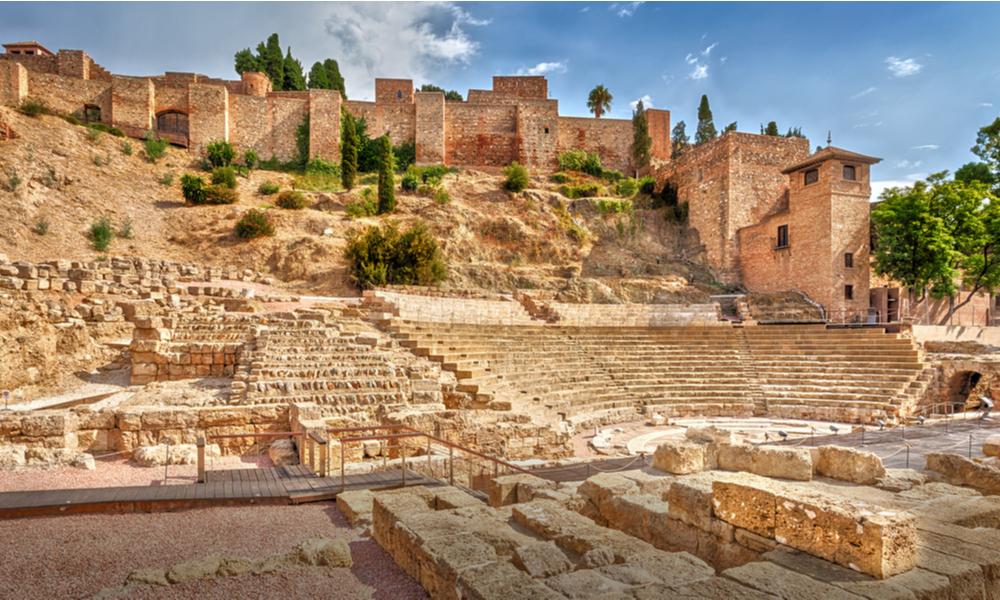 Het oude Romeinse amfitheater en het fort Alcazaba in Malaga