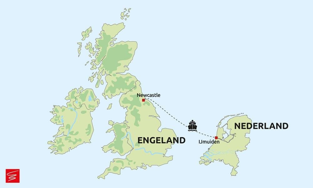 Route IJmuiden - Newcastle