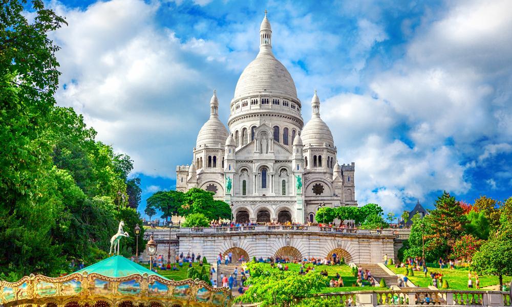 Basilique du Sacré-Cœur, Montmartre, de schilderswijk van Parijs