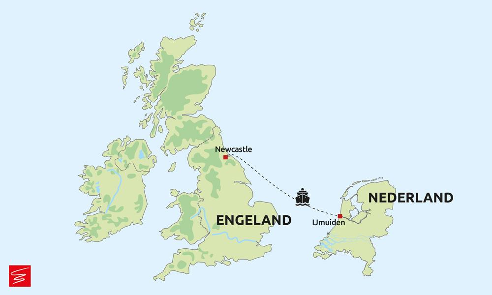 Route IJmuiden - Newcastle